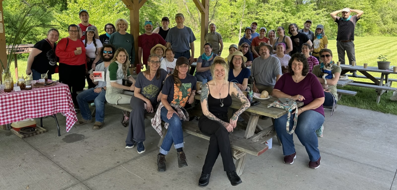 The participants in the fundraiser for the Ohio Wild Food Fest pose for a group photo.